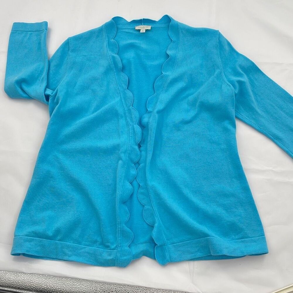 Talbots size S scalloped edge 3/4 length sleeve open cardigan